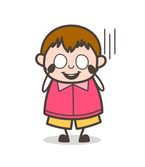 Smiling with Ghost Eyes - Cute Cartoon Fat Kid Illustration