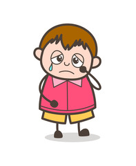 Sad Crying Face - Cute Cartoon Fat Kid Illustration