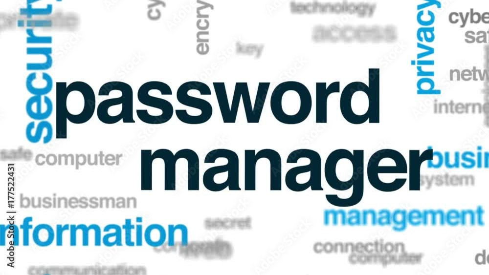 Poster password manager animated word cloud, text design animation.