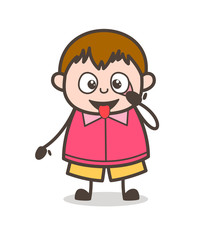 Caricature Face - Cute Cartoon Fat Kid Illustration