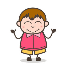 Blushing Smiling Face - Cute Cartoon Fat Kid Illustration