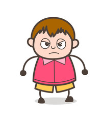 Angry Mood - Cute Cartoon Fat Kid Illustration
