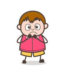 Fearful Expression - Cute Cartoon Fat Kid Illustration