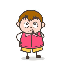 Thinking Face - Cute Cartoon Fat Kid Illustration