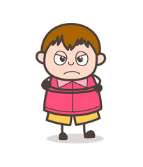 Disappointed Expression - Cute Cartoon Fat Kid Illustration