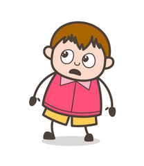 Worried Expression - Cute Cartoon Fat Kid Illustration
