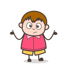 Unaware Gesture - Cute Cartoon Fat Kid Illustration