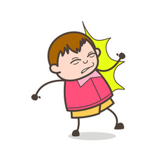 Got Hurt by Hit - Cute Cartoon Fat Kid Illustration