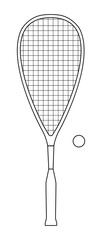 Vector outline design of squash or racketball racket and ball - sport equipment