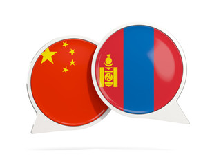 Obraz premium Chat bubbles of China and Mongolia isolated on white