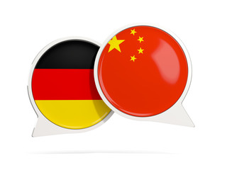 Obraz premium Chat bubbles of Germany and China isolated on white
