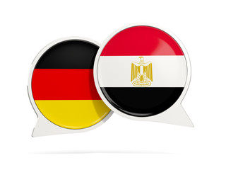 Obraz premium Chat bubbles of Germany and Egypt isolated on white
