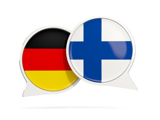 Chat bubbles of Germany and Finland isolated on white