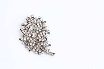 diamond on flower brooch