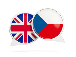 Chat bubbles of UK and Czech Republic isolated on white