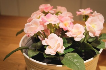 Beautiful Pink Artificial Roses Flowers in A Pot