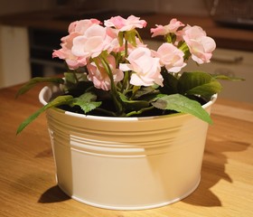 Beautiful Pink Artificial Roses Flowers in A Pot
