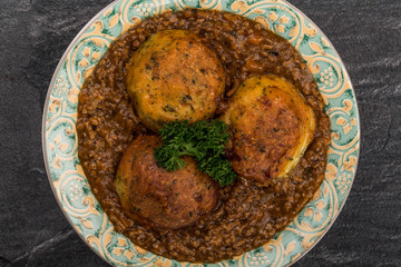 Minced Beef and Onions With Dumplings or Cobblers Meal