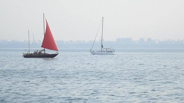 yacht with scarlet sails