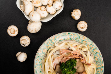 Italian Style Ham and Mushroom Tagliatelle Pasta