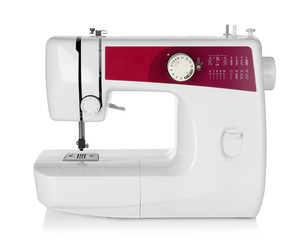 Sewing machine on white background