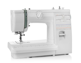Sewing machine on white background
