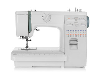 Sewing machine on white background