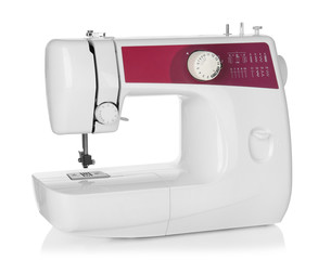 Sewing machine on white background