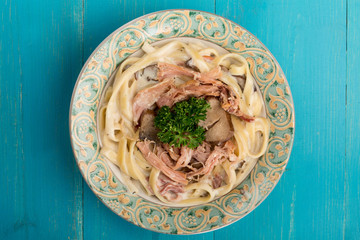 Italian Style Ham and Mushroom Tagliatelle Pasta