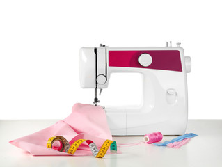 Sewing machine on white background