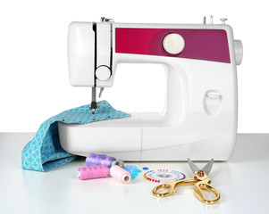 Sewing machine on white background