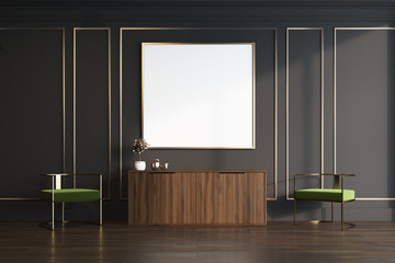 Black and gold living room chest of drawers poster