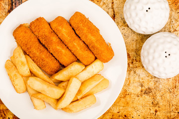 Grilled Cod Fish Fingers With Chunky Chips