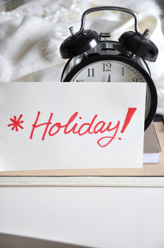 Holiday Note put Cover on Black Alarm Clock