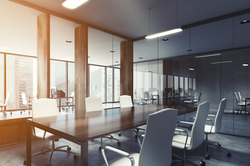 Wooden table meeting room toned