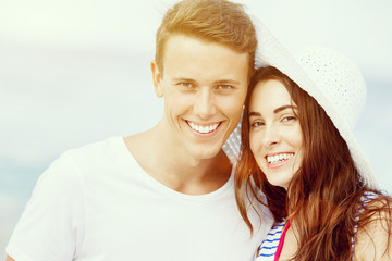 Romantic young couple on the beach