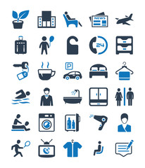 Hotel Services & Facilities Icons - Blue Version
