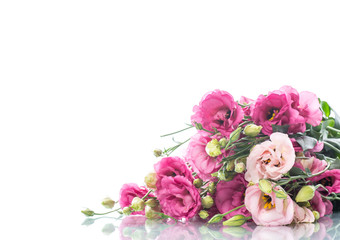 Beautiful bouquet of pink lisianthus flowers