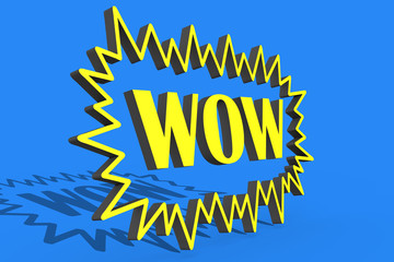 wow inscription on a blue background