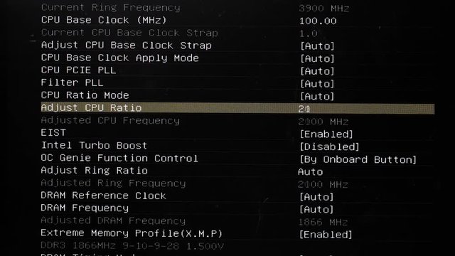 Overclocking CPU settings