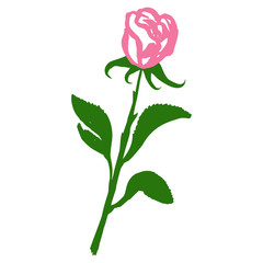 Obraz premium Rose blossom flower isolated abstract silhouette, tattoo graphic art symbol, ecology stylized vector illustration