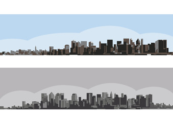 Naklejka premium Two contours of a large city.
