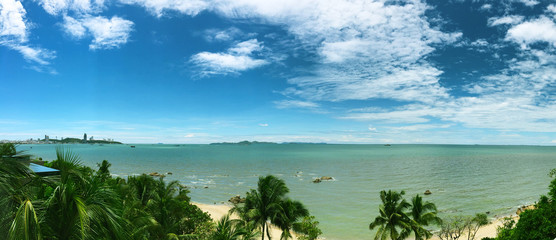 Panorama view of Pattaya Beach in Thailand