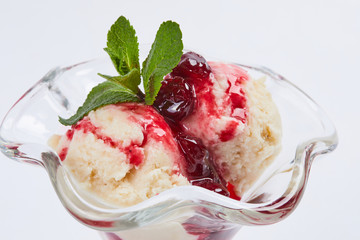 ice cream with berry jam
