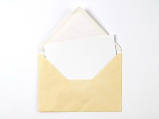 Blank envelope and post card isolated on white