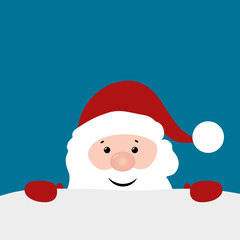 Christmas background with Santa Claus. Merry Christmas and Happy New Year wishes. Flat vector illustration.
