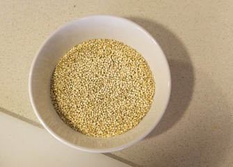 bowl of healthy white quinoa seeds