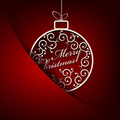 Naklejka premium Christmas red background with white ball, retro