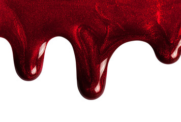 drip red mother of pearl nail Polish.Stylish samples of cosmetics for advertising.