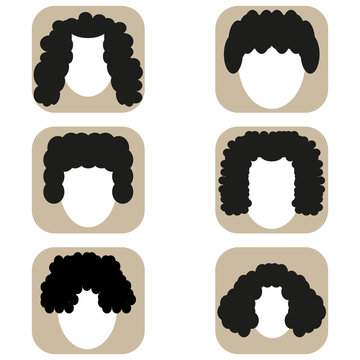 Picture of flat icons of curly bite. Caricature on curly braids